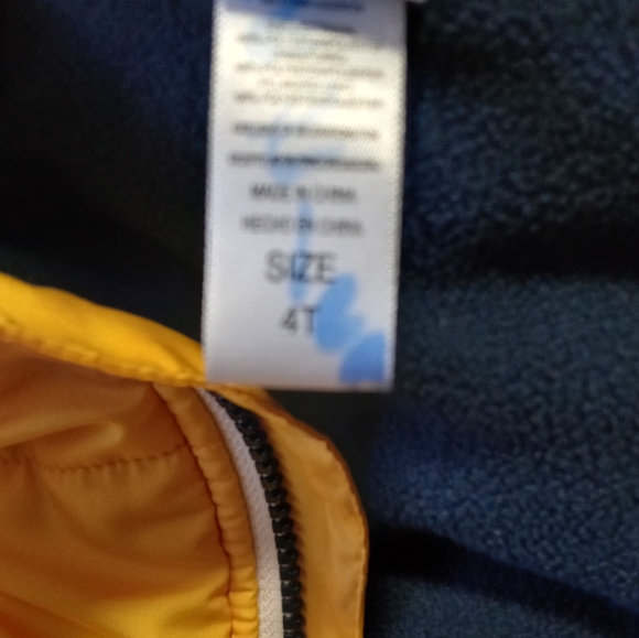 Yellow and Blue Children's Zip-up Puffy Vest - Picture 5 of 5